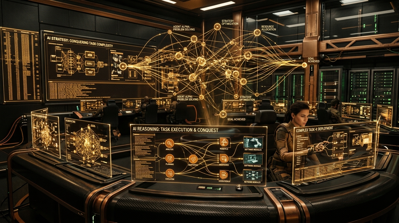 Autonomous AI reasoning control center conquering complex tasks through test-time compute and computer-using agents in late 2026